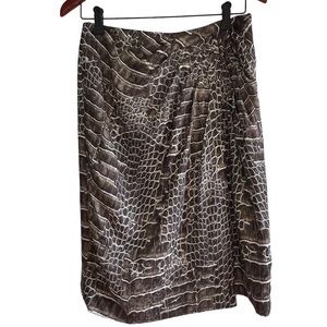 Riani silk reptile print a-line skirt gathered at hip Sz 10 excellent condition